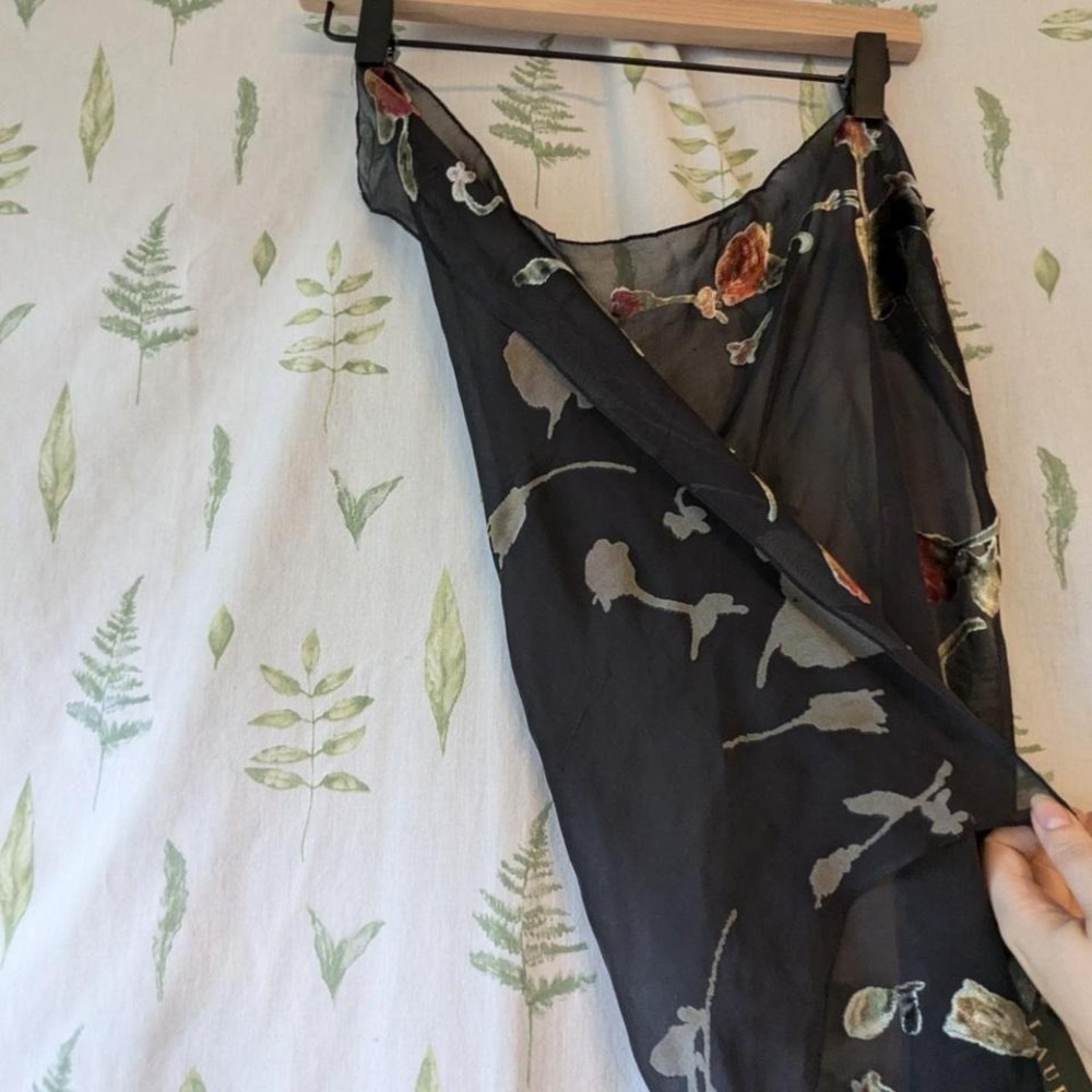 Vintage Lauren Ralph Lauren Green Label Sheer Silk Floral Burnout Scarf / Hanky - Picture 3 of 7